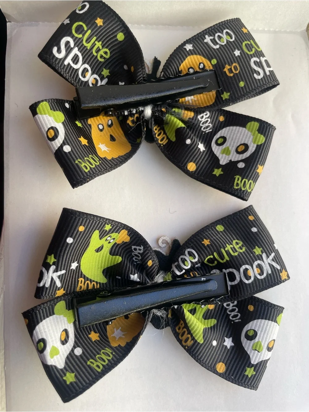 Mint Halloween Pumpkin Glitter Bow Hair Clips - Black, Orange, Green, Yellow